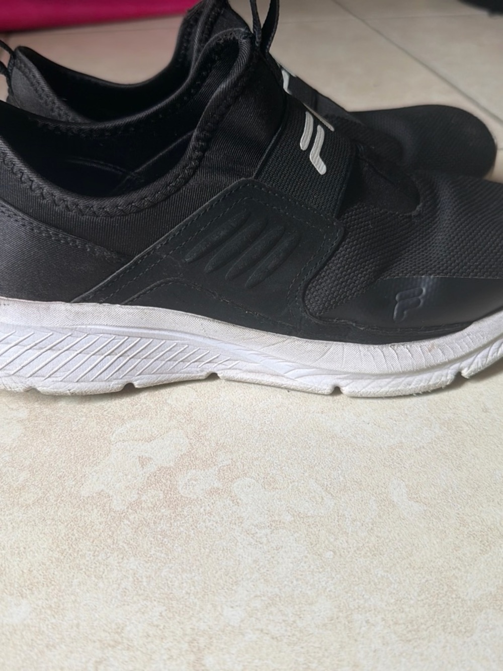Fila Women's Black Slip-On Athletic Sneakers with White Sole